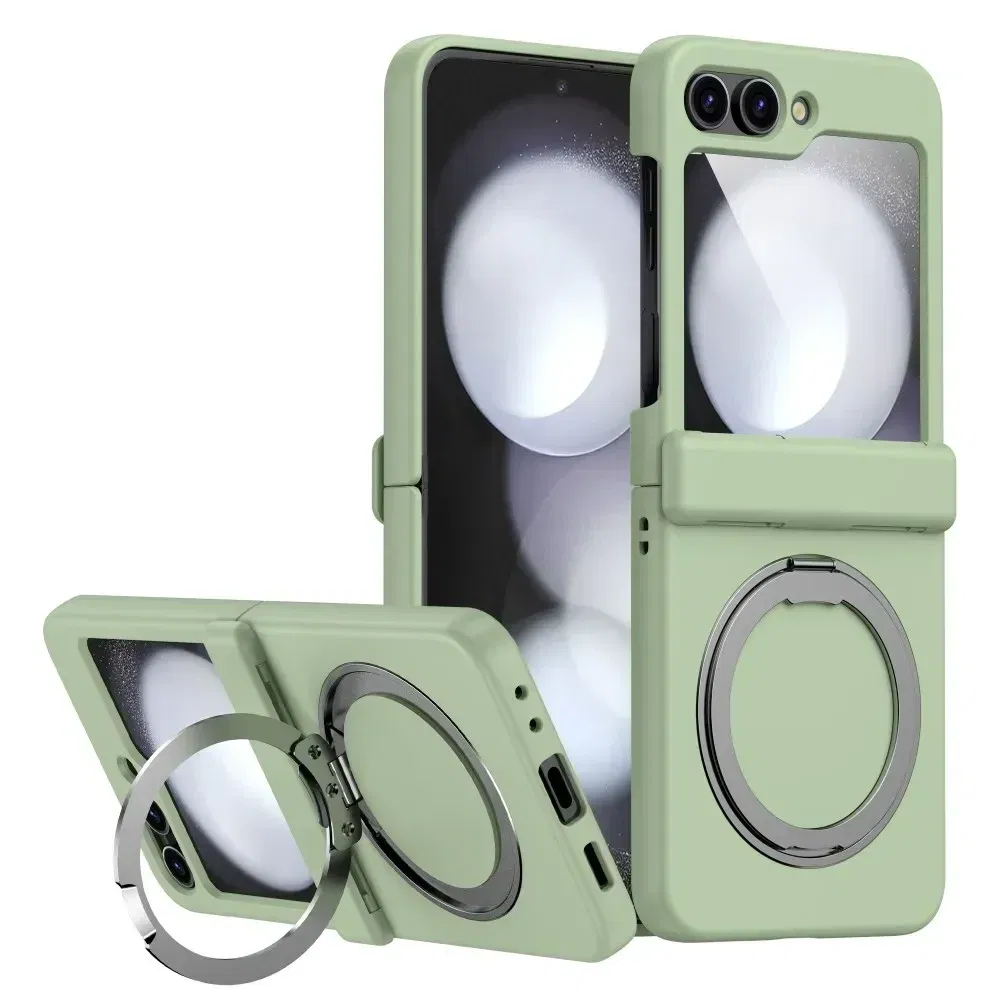Color: Blue, Material: aluminum - For Samsung Galaxy Z Flip 3 5 4 6 Magsafe Case Wireless Charging Hinge All-inclusive Flip Shockproof Hard Magnetic Holder Cover