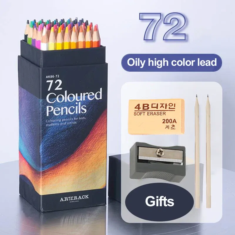 Color: WHITE - 12/24/48/72 Colors Color pencil DIY set includes: Wooden Color Pencil Sharpener Eraser School Office Supplies Art Stationery