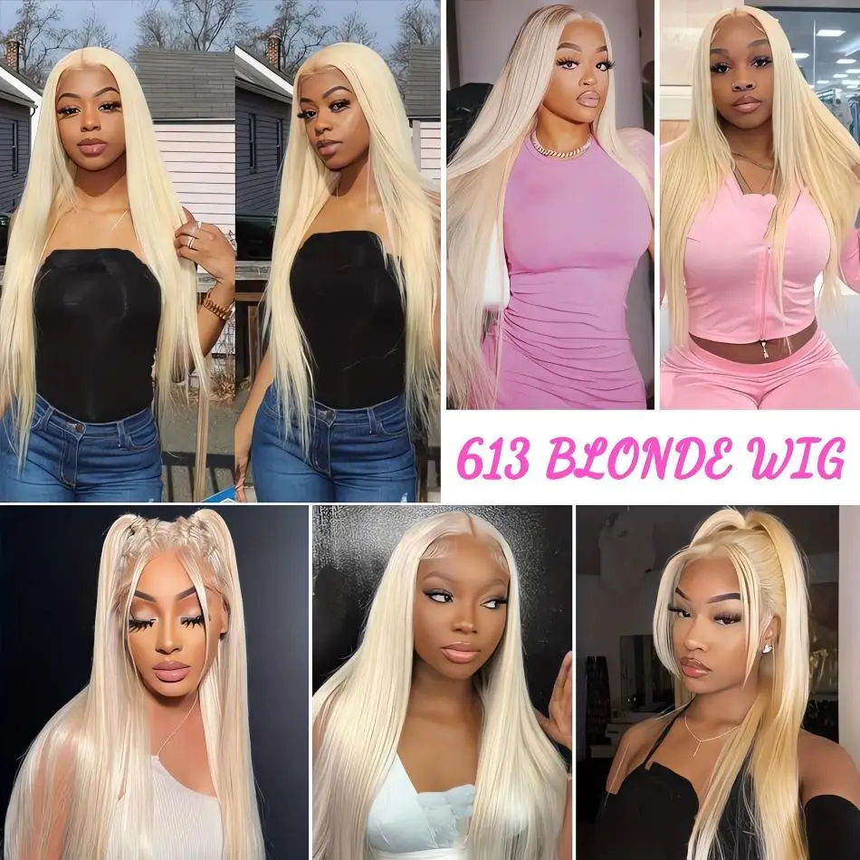 Color: #2, Ships From: CHINA, Stretched Length: 34inches, Density: 150% - Blonde Wig Straight 613 Hd Lace Frontal Wig 13X6 13X4 Transparent Brazilian Straight Lace Front Wigs 30 Inch 100% Human Hair