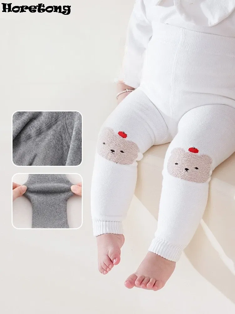 Color: SKY BLUE, Kid Size: 6M - Autumn Winter Thickened Baby Pantyhose A-class Girl Stocking Infant Toddler Knit Tights Cute Print High Waist Overall Legging