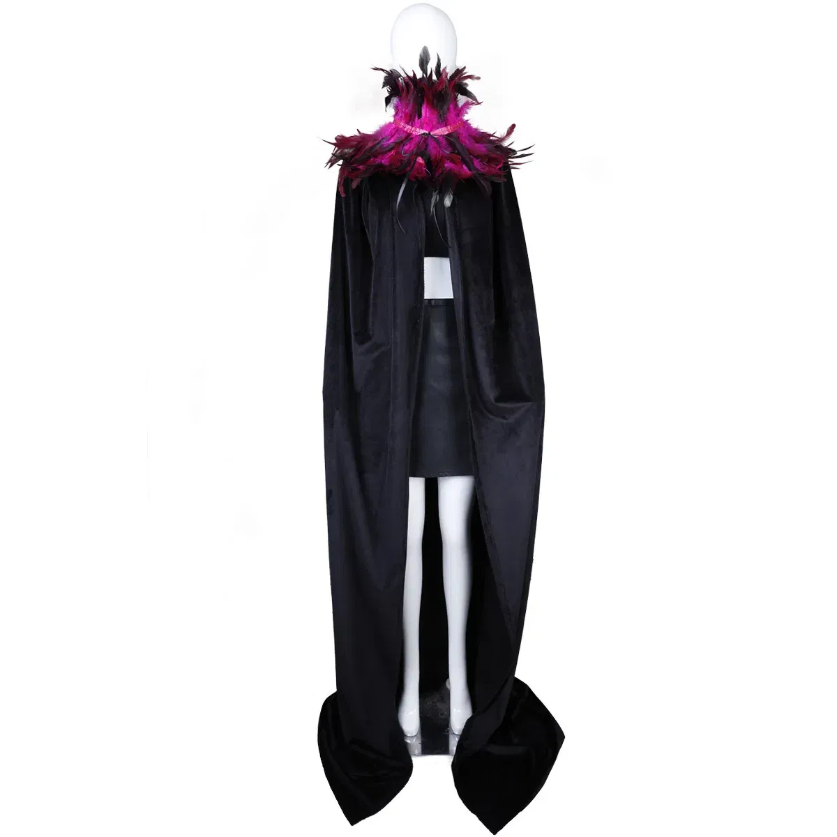 Color: Rose Red - Feather Shawl With Elegant Gothic Style Cloak With Soft Feathers Perfect For Halloween Or Cosplay