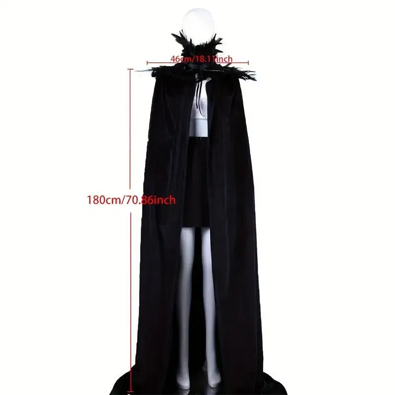 Color: Rose Red - Feather Shawl With  Elegant Gothic Style Cloak With Soft Feathers Perfect For Halloween Or Cosplay