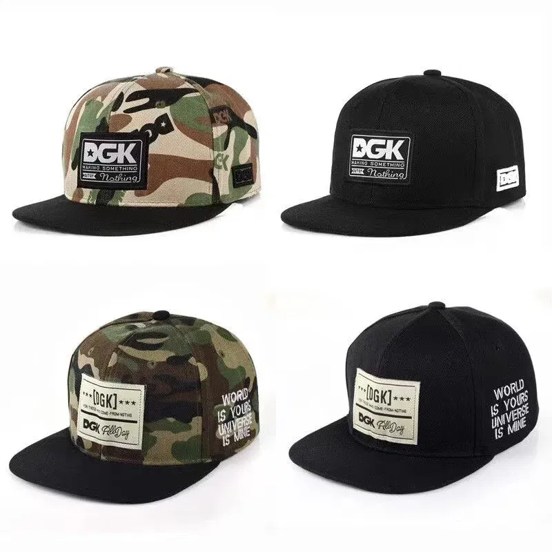 Color: Black, Size: Adjustable - New Korean Version Duck Tongue Cap Dgk Panel Letter Duck Tongue Cap Camouflage Unisex Versatile Men and Women's Same Baseball Ca