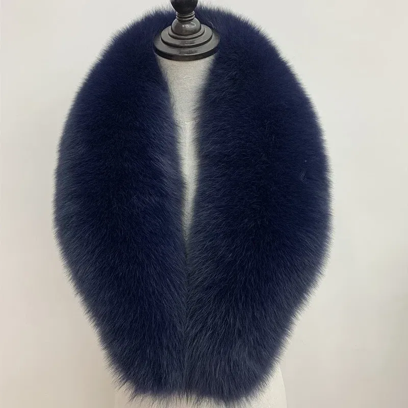 Color: Pink, Size: XS - Winter Real Fox Fur Collar Woman Black Natural Fur Scarf Shawl For Women Collars Wraps Neck Warmer Fur Scarves Luxery Scarf Men
