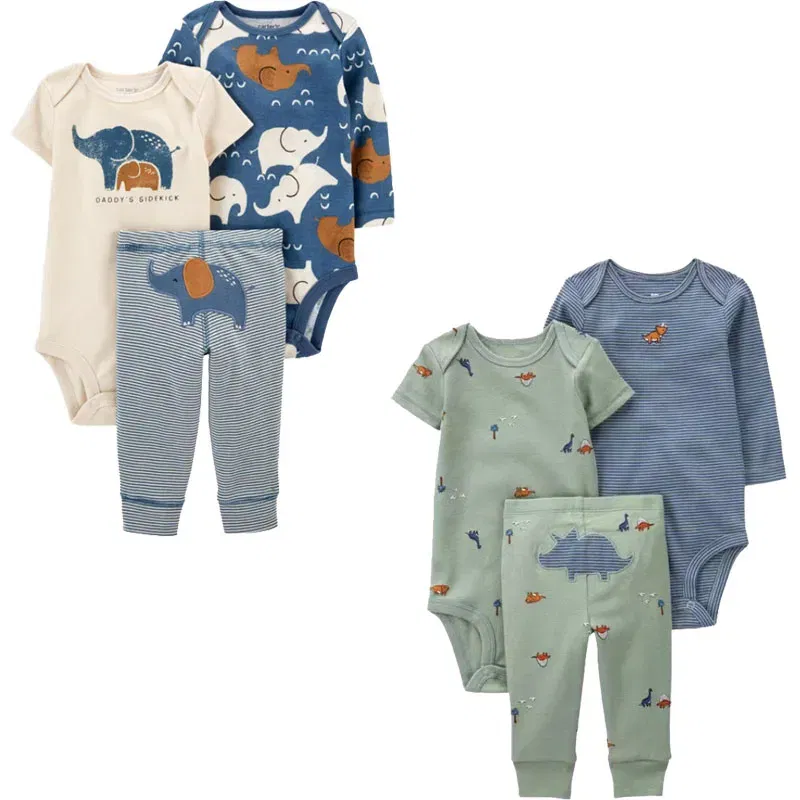 Color: Beige, Ships From: CHINA, Kid Size: 18M - 3PCS Baby Boy Clothes Autumn Newborn Baby Clothes Bodysuits+Pants Animal Outfit Infant Pajama Pure Cotton Sets 0-24M Jumpsuit