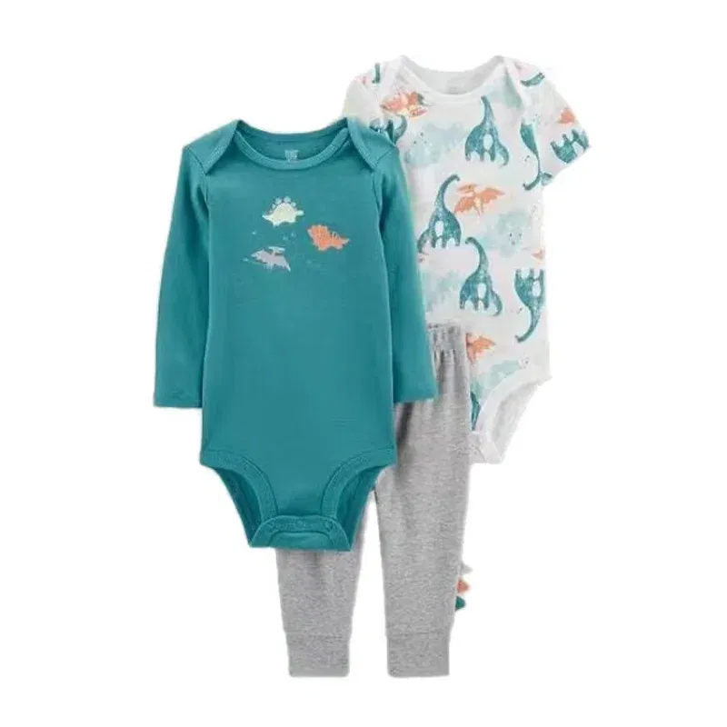 Color: Beige, Ships From: CHINA, Kid Size: 18M - 3PCS Baby Boy Clothes Autumn Newborn Baby Clothes Bodysuits+Pants Animal Outfit Infant Pajama Pure Cotton Sets 0-24M Jumpsuit