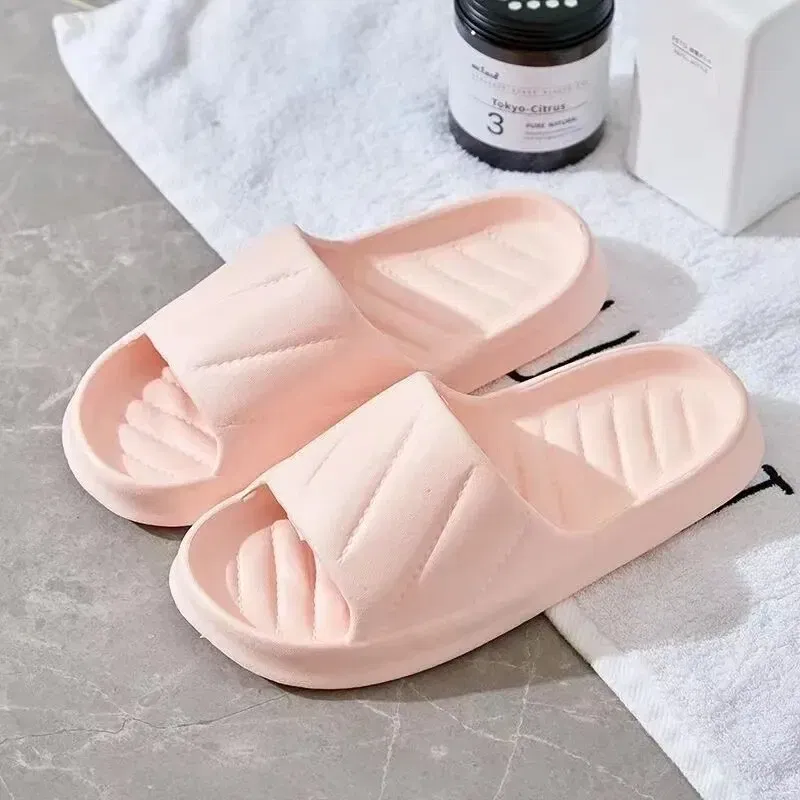 Color: Pink, Shoe Size: 40 - Women's Indoor Non-slip Slippers Couple Home Slides EVA Soft Sole Light Weight Summer New Lovers Leisure Shower Shoes