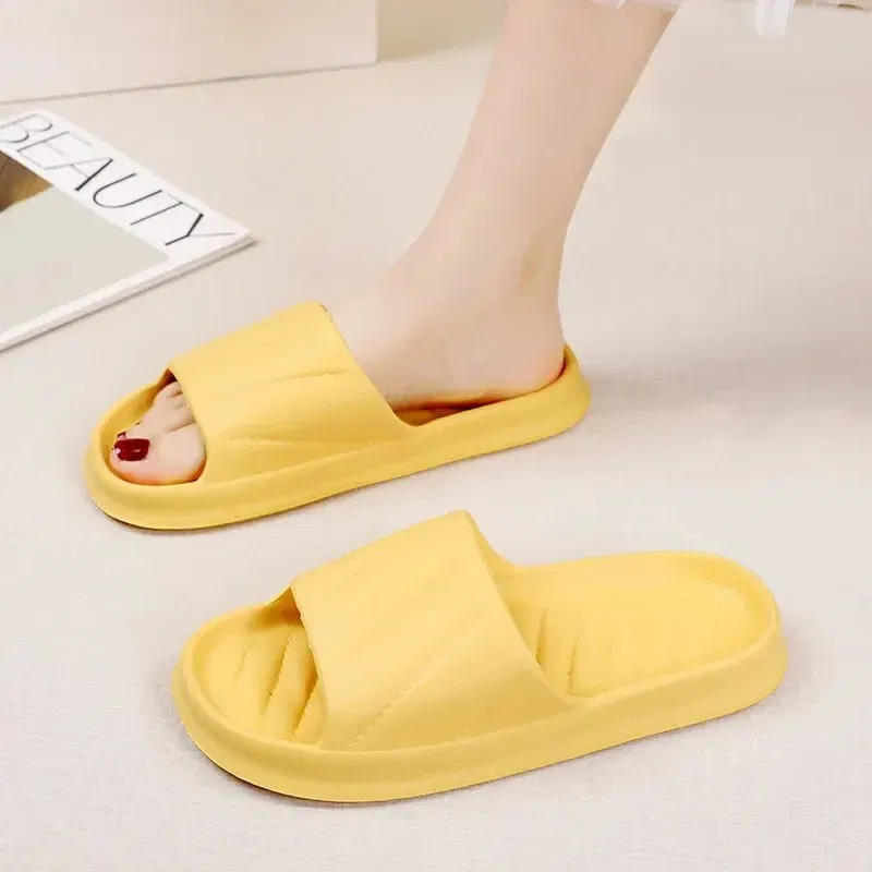 Color: Pink, Shoe Size: 40 - Women's Indoor Non-slip Slippers Couple Home Slides EVA Soft Sole Light Weight Summer New Lovers Leisure Shower Shoes