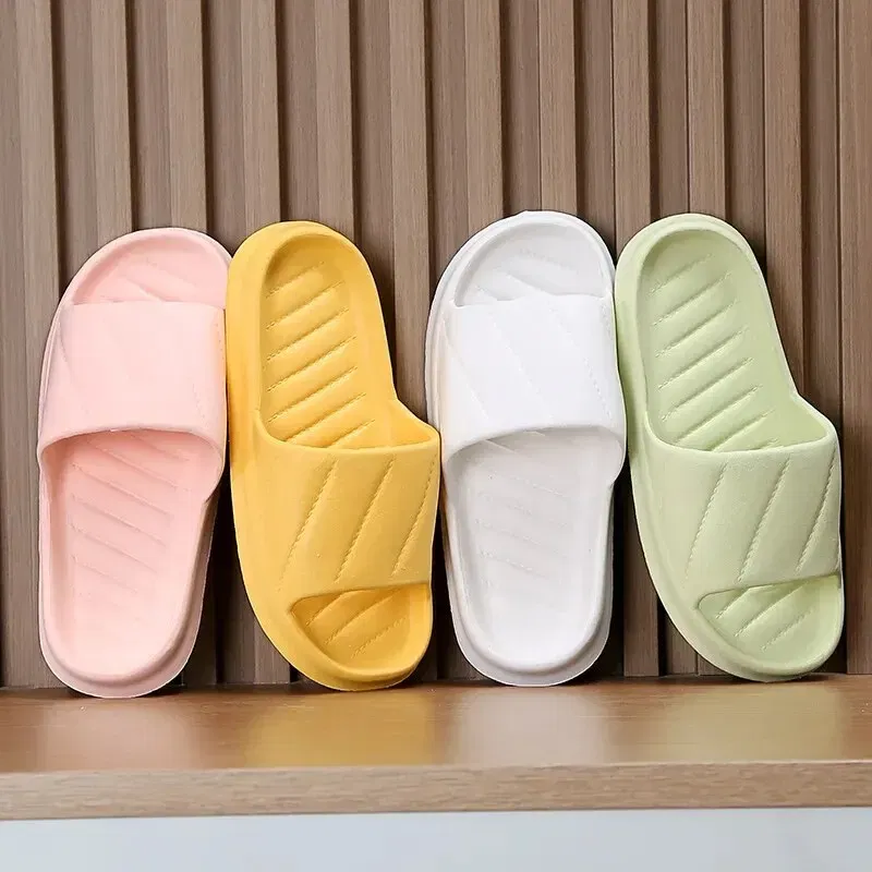 Color: Pink, Shoe Size: 40 - Women's Indoor Non-slip Slippers Couple Home Slides EVA Soft Sole Light Weight Summer New Lovers Leisure Shower Shoes