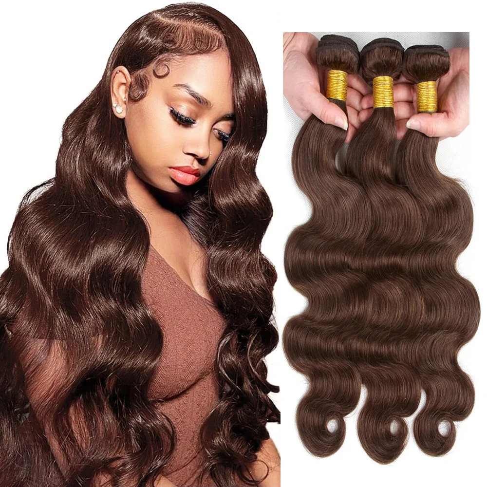 Bulk Buy: 3Pcs/Lot, Material Grade: Remy Hair, Length: 8 8 10 - Brown Body Wave Bundles 100% Human Hair #4 Colored Brazilian Remy Hair Extensions Weave 3 PCS/Lot 30 Inch Raw Human Hair Bundles