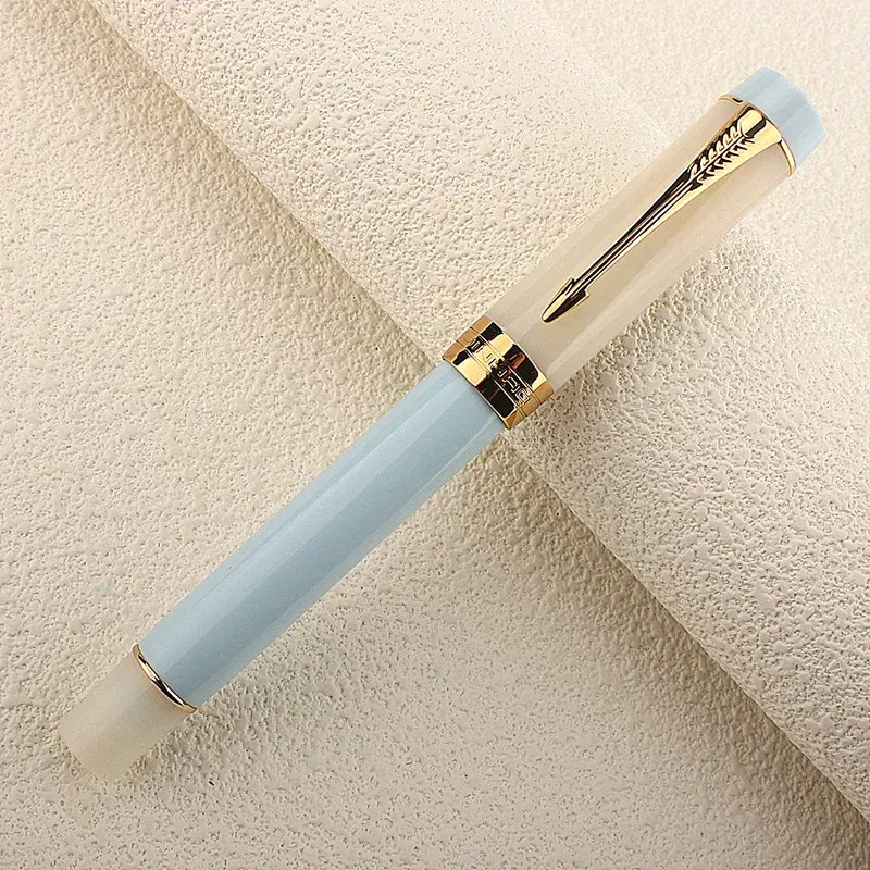 Color: Light Grey, Nib Size: M - JINHAO 100 Centennial Fountain Pen Resin Gold Clip Nib EF F M Students Pens Business Stationery School Office Supplies PK 9019