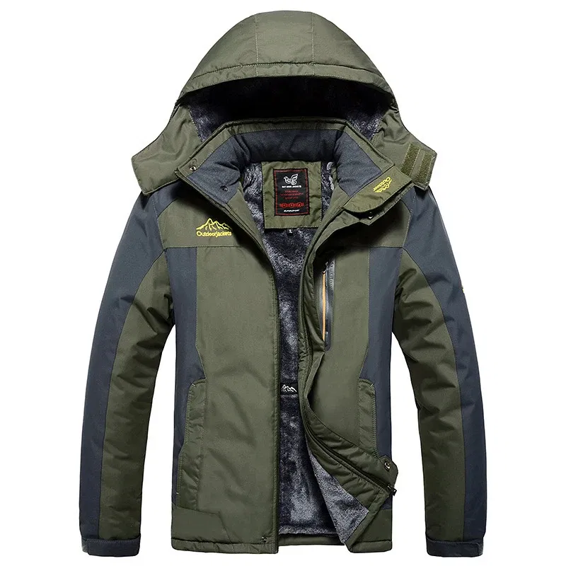 Color: camel, Size: 4XL - TELLHIGH 2024 Winter Parka Men Jacket Mens Plus Velvet Men Hooded Windbreaker Coats Men Casual Warm Jackets Coat Detachable Hat