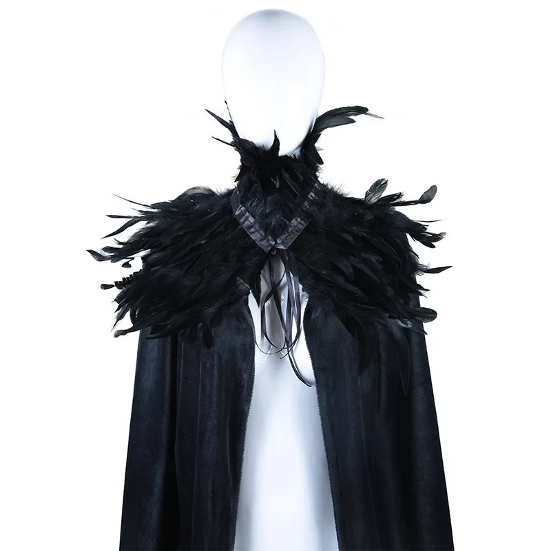 Color: green - Feather Shawl With Elegant Gothic Style Cloak With Soft Feathers Perfect For Halloween Or Cosplay