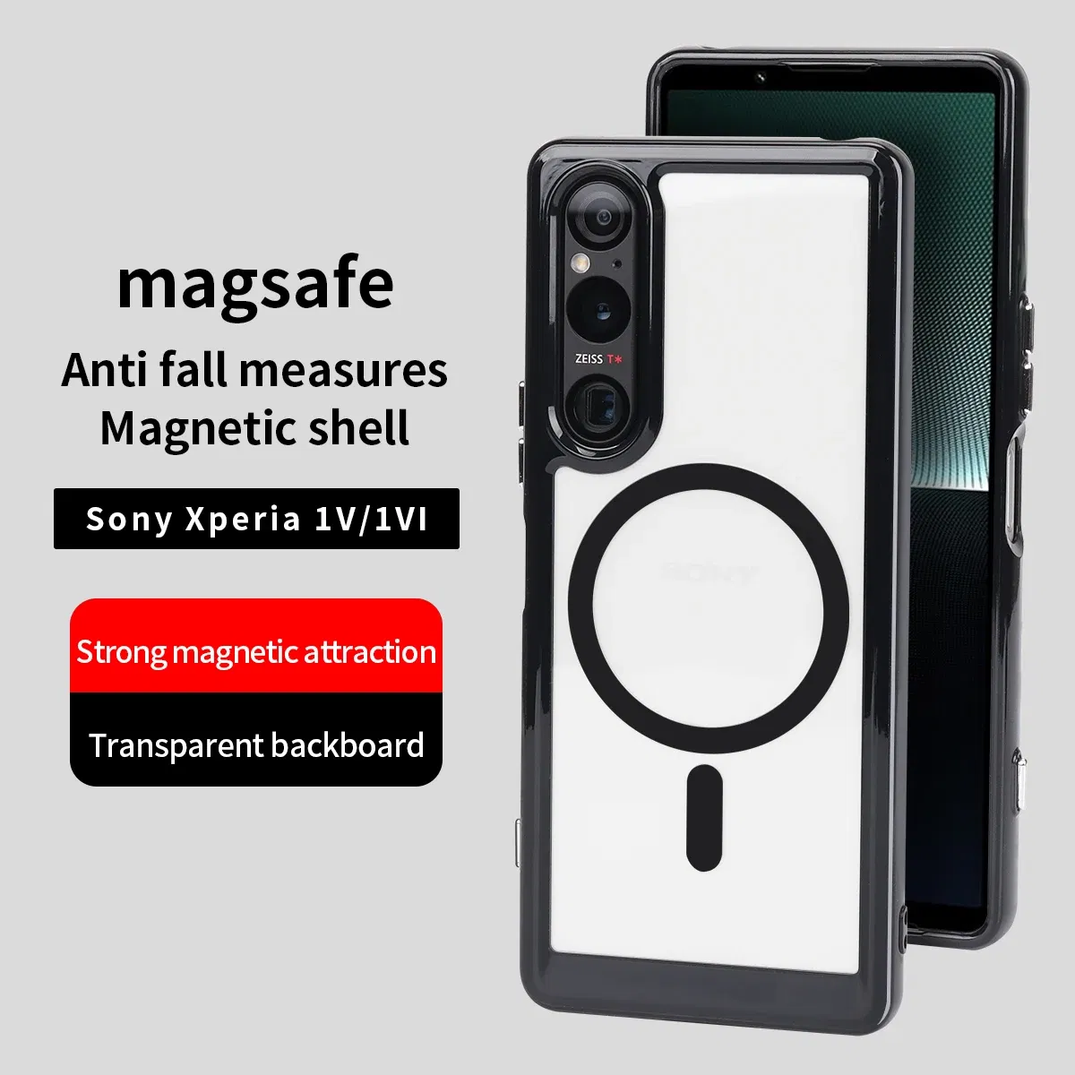 Color: black, Material: ABS - Magnetic Luxury Matte Translucent Armor Shockproof Case For Sony Xperia 1V Sony Xperia 1VI For Magsafe Wireless Charge Cover