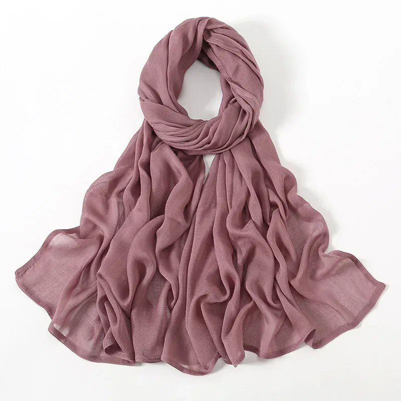 Color: Silver - Ramadan Solid Color Big Size Cotton Rayon Hijab Scarf Women Muslim Headscarf Wraps Shawls Femme Musulman Headband Islamic Turban