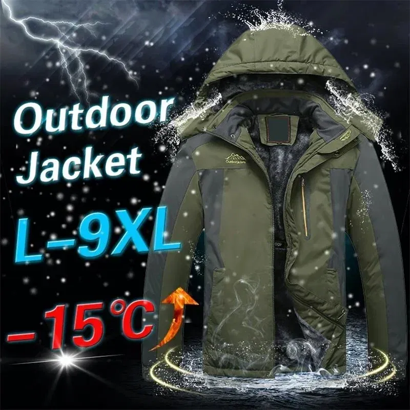 Color: Blue, Size: XXXL - Winter Jacket Men Thick Fleece Waterproof Outwear unload Jackets Men's Windbreaker Army Parka Raincoat Coats Plus Size 8XL 9XL