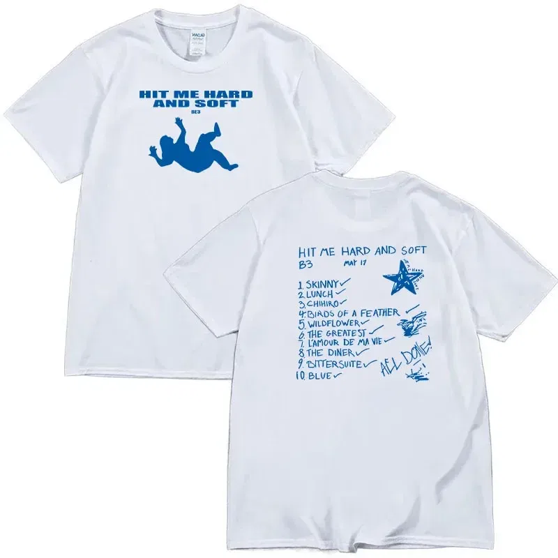 Color: GRAY, Size: L - Summer Men's and Women's T-shirt Billie Hit Me Hard and Soft Printed T-shirt O-neck Cotton European Size Casual Short Sleeved