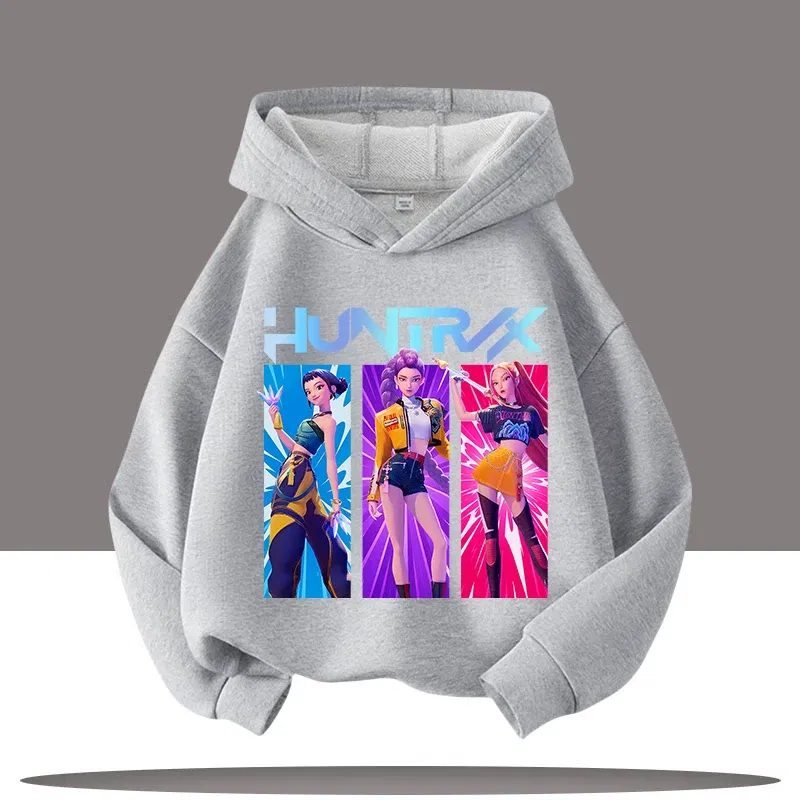 Color: SKY BLUE, Kid Size: 5 - Y2K KPop Demon Hunters Hoodies Teenage Girls Boys Rumi KPop Demon Hunters Hoody Autumn Casual Long Sleeve Children's Clothing