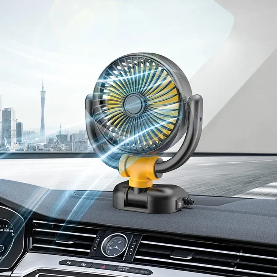 Color Name: WHITE - Car mounted fan for large trucks, 24V/12V refrigeration, small vans, single head vehicles, powerful silent car electric fans