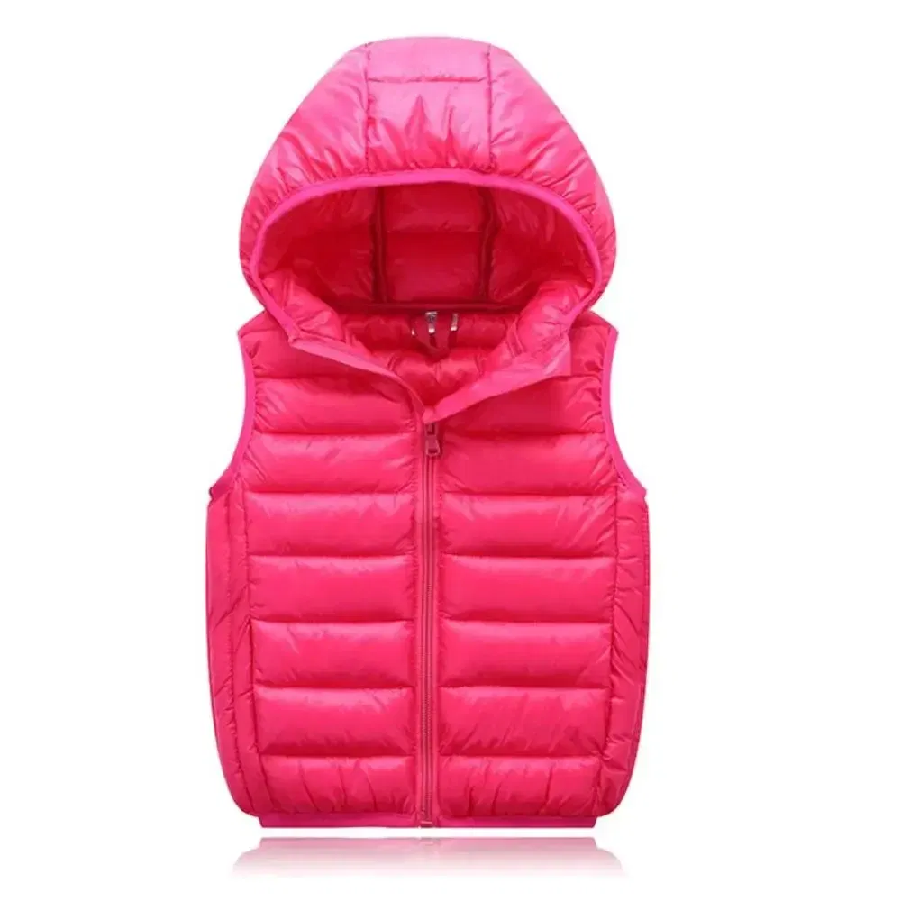 Color: Beige, Kid Size: 3T - Fall Solid Waistcoat Children Outerwear Winter Coats Kids Clothes Warm Boys and Girls Hooded Vest for Age 2-12 Years Old