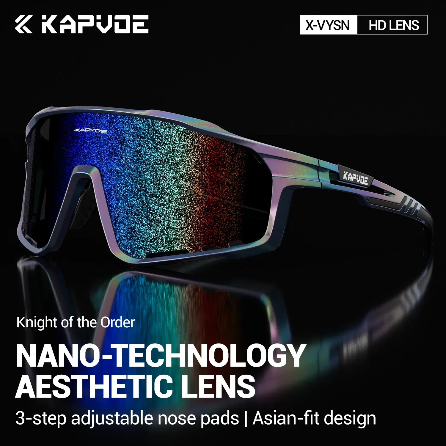 Color Name: black - KAPVOE New Technology Nano Lenses Cycling Glasses Bike UV400 Eyewear Outdoor Sports Sunglasses Men Women Road Bicycle Goggles