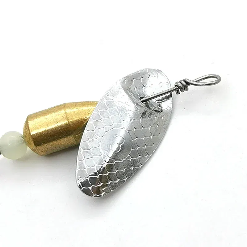 Color: WHITE - OUTKIT 1Pcs Spinner Spoon Metal Bait Micro Fishing Lure Small Sequins Copper Long Shot Baits For Bass Trout Perch Pike Rotating