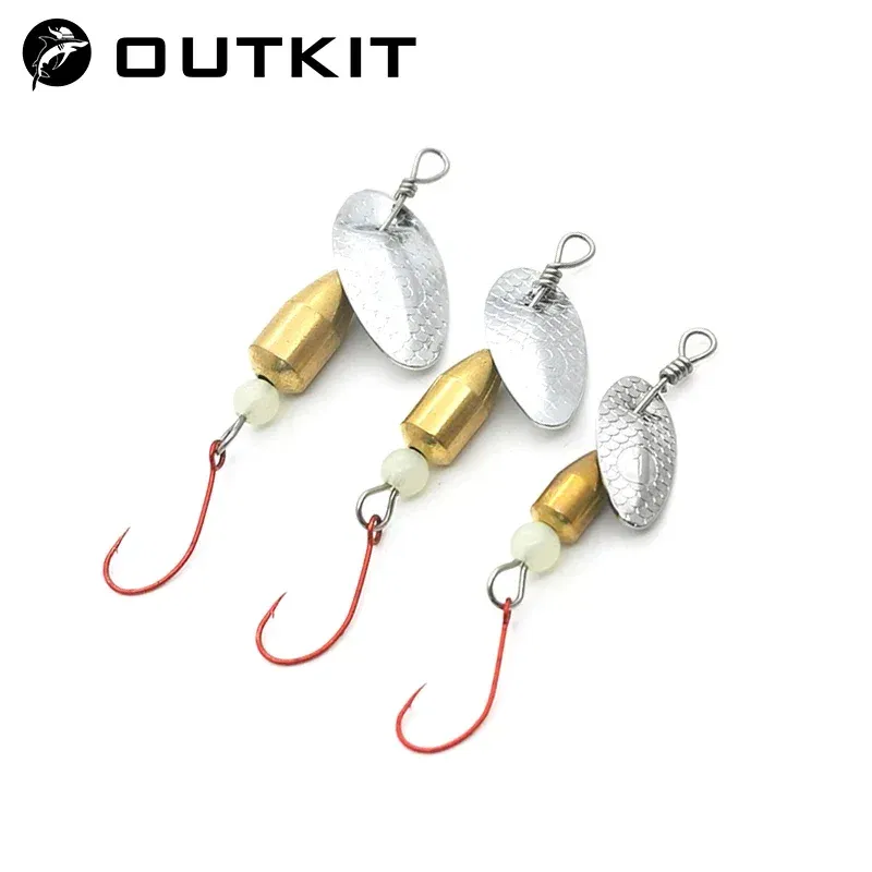 Color: WHITE - OUTKIT 1Pcs Spinner Spoon Metal Bait Micro Fishing Lure Small Sequins Copper Long Shot Baits For Bass Trout Perch Pike Rotating