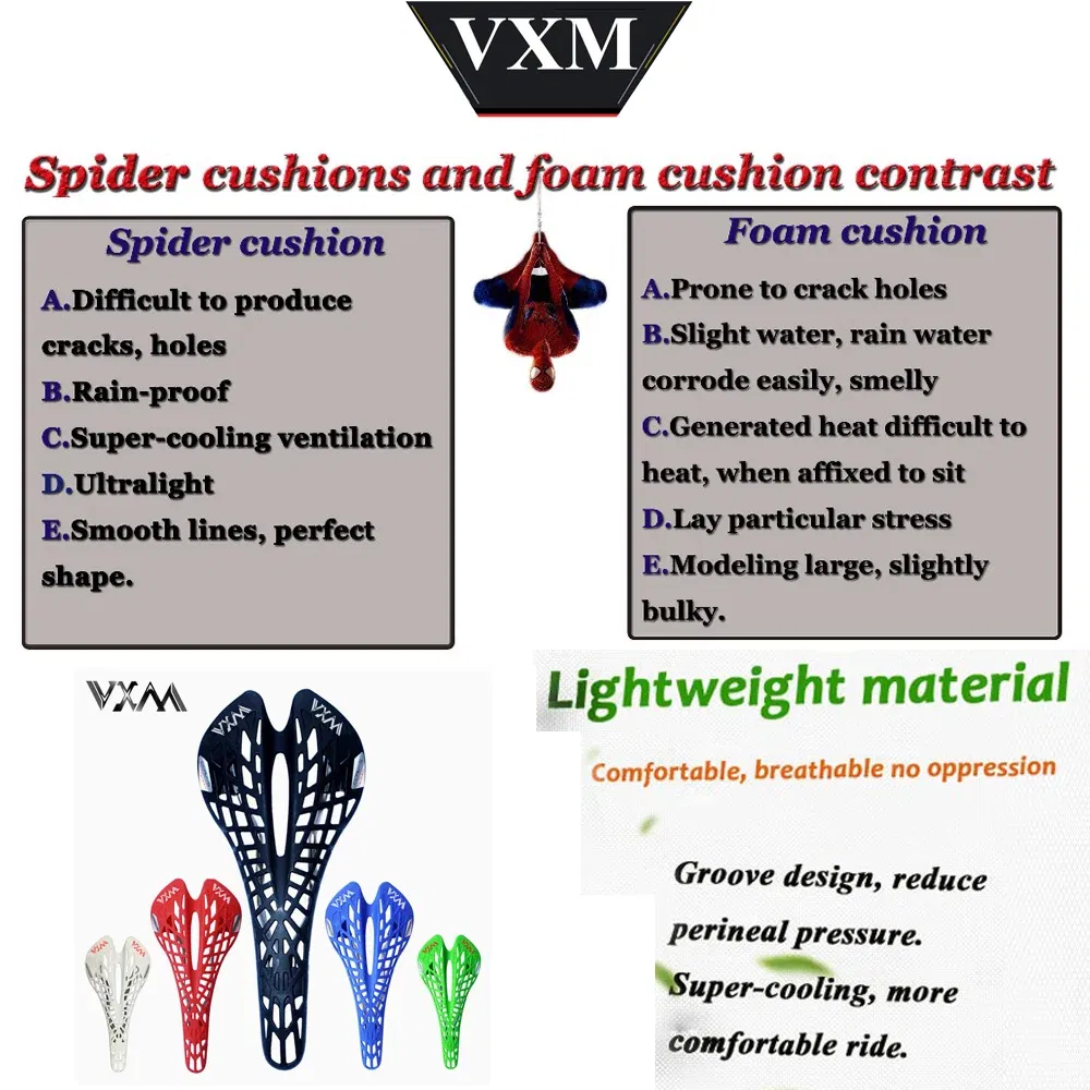 Color: WHITE - VXM Bicycle saddle Road Bicycle Mountain bike saddle Cycling Breathable Spider Ergonomic Hollow Front seat Mat Bicycle parts