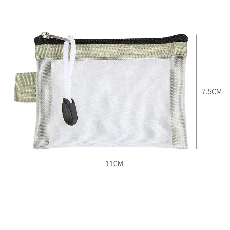 Color: Orange - Mini Mesh Coin Bags Money Earphone Data Line Storage Bags Bus ID Credit Card Holder Zipper Pouch Traveling Small Coin Wallet