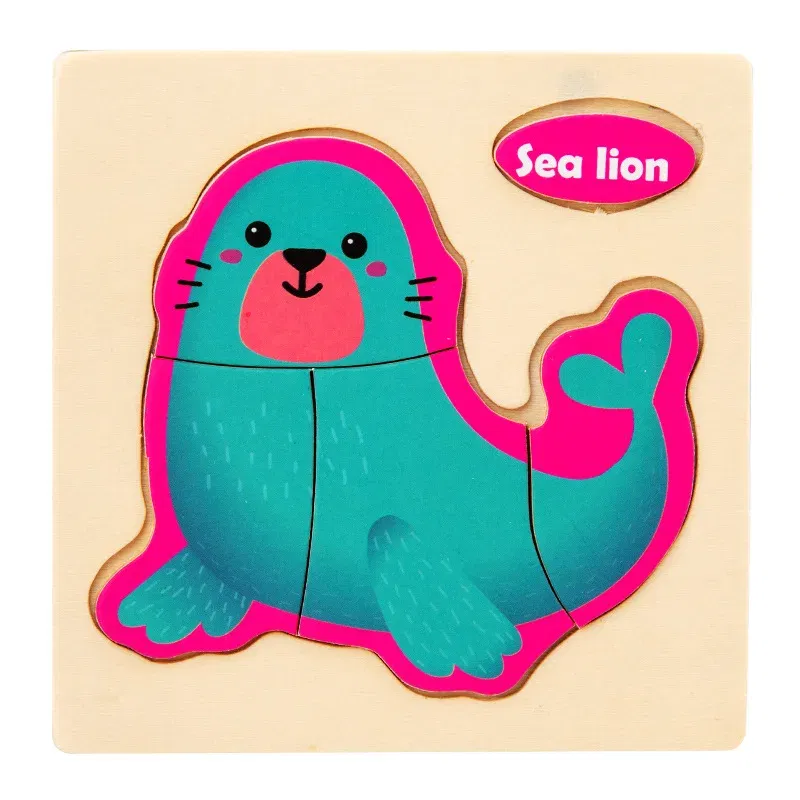 Color: VIOLET/?«?—?…°, Ships From: CHINA - Wooden Puzzle Jigsaw Toys For Children Wood 3d Cartoon Animal Puzzles Intelligence Kids Early Educational Toys for Children
