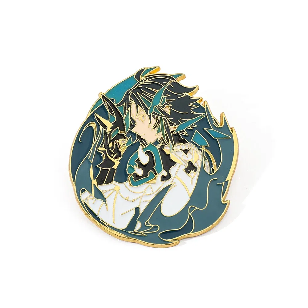 Metal color: Light Yellow Gold Color, Ships From: CHINA - Genshin Impact Star Enamel Pins Series  Albedo Xiao Metal Badge Button Brooch  Collection Medal Souvenir