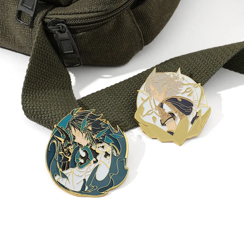 Metal color: Light Yellow Gold Color, Ships From: CHINA - Genshin Impact Star Enamel Pins Series  Albedo Xiao Metal Badge Button Brooch  Collection Medal Souvenir