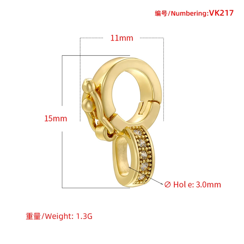 Color: WHITE - ZHUKOU NEW gold color round hooks for women DIY handmade necklace Jewelry hooks accessories supplies wholesale VK129