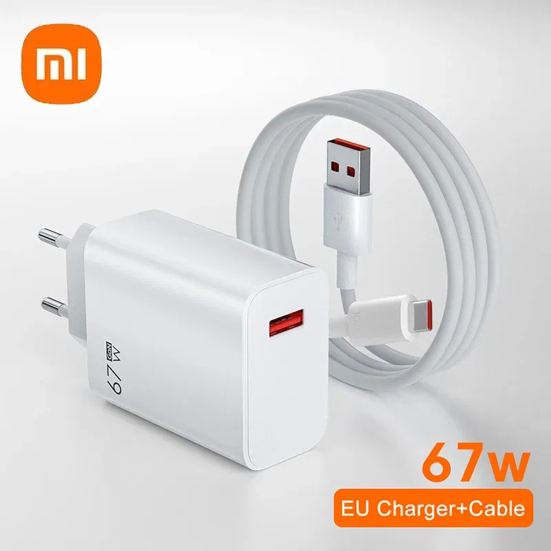 Plug Type: EU - Xiaomi 67W Super Fast Charger USB Type-C PD Interface Charging Fast Charging Phone Charger For iPhone15 Samsung Huawei Data Line