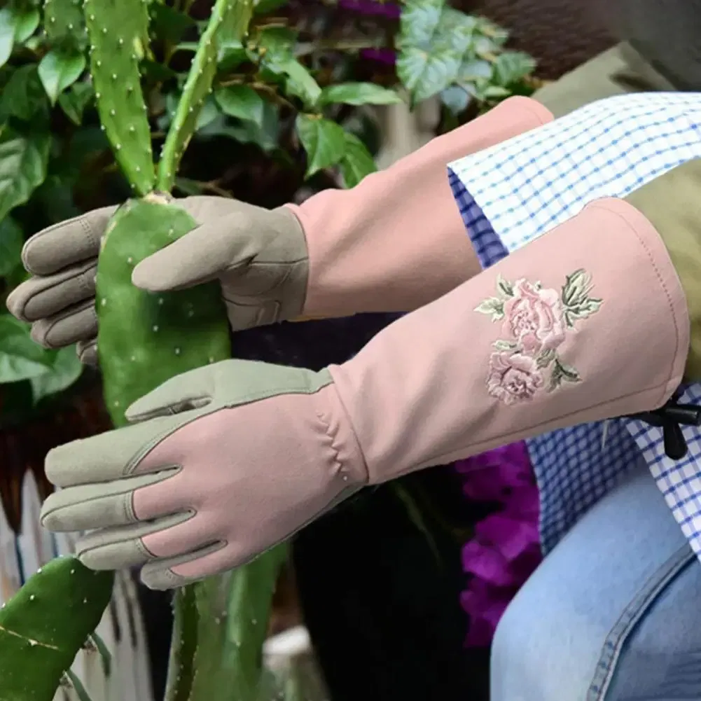 Color: WHITE, Size: PP - Pruning Garden Gloves Anti-scratch Faux Leather Protective Gloves Reusable Fruit Picking Shrub Pruning Trimming Hand Protector