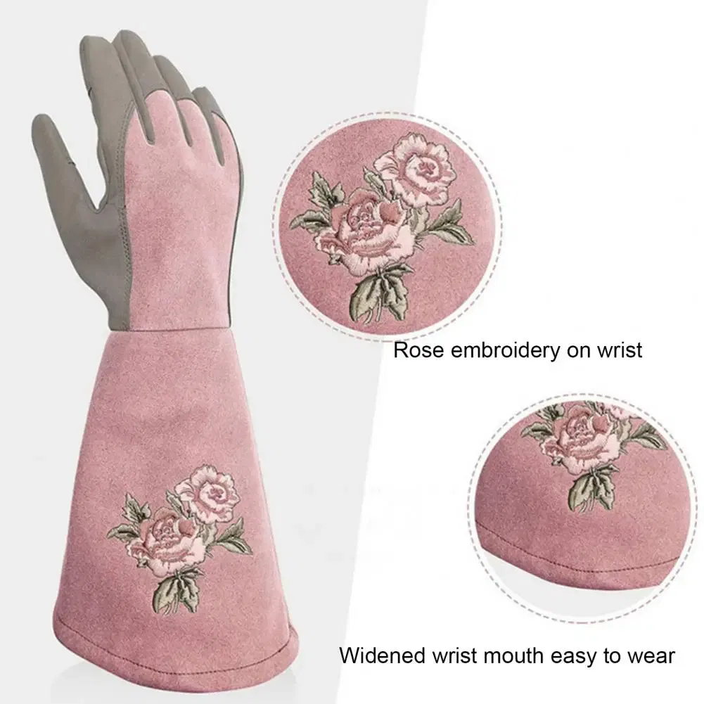 Color: WHITE, Size: PP - Pruning Garden Gloves Anti-scratch Faux Leather Protective Gloves Reusable Fruit Picking Shrub Pruning Trimming Hand Protector