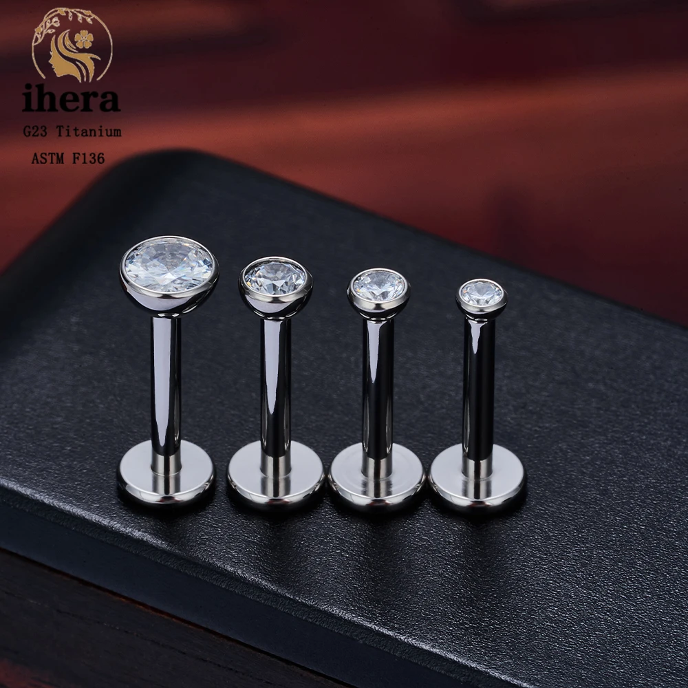 Metal color: Light Yellow Color, Ships From: CHINA, Main Stone Color: Multicolour - 10PCS G23 Titanium Lip Ring Labret Piercing Stud Earring CZ 16/18/20G Push Pin Ear Tragus Cartilage Helix Conch Pierc? Jewelry