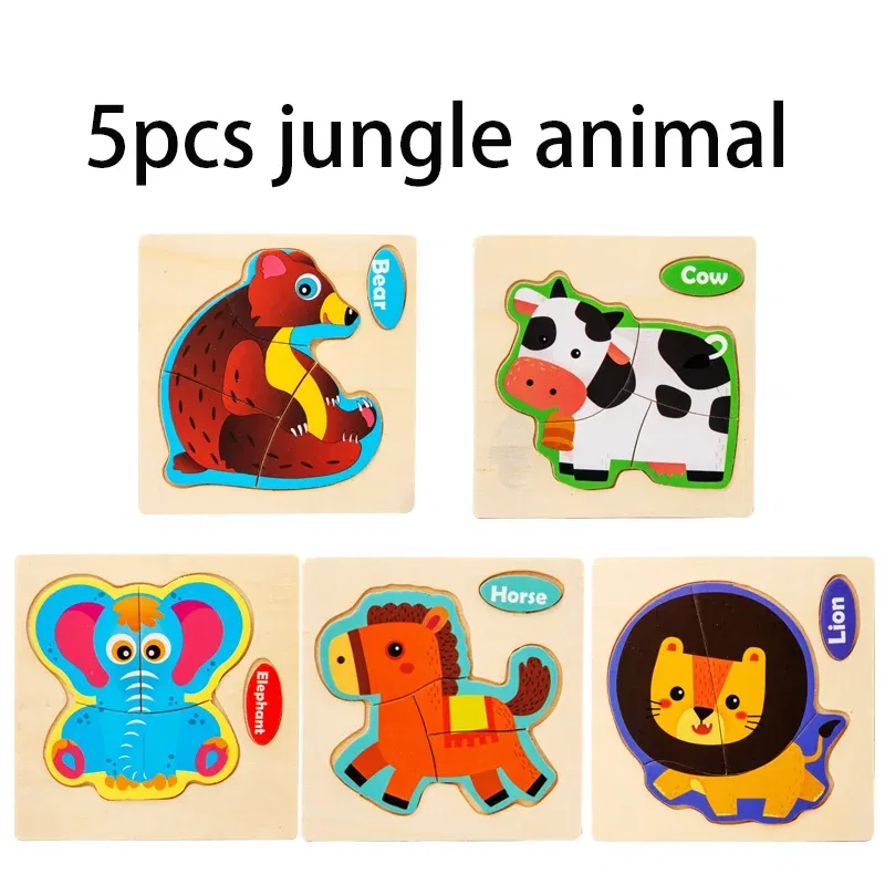 Color: black, Ships From: CHINA - Wooden Puzzle Jigsaw Toys For Children Wood 3d Cartoon Animal Puzzles Intelligence Kids Early Educational Toys for Children