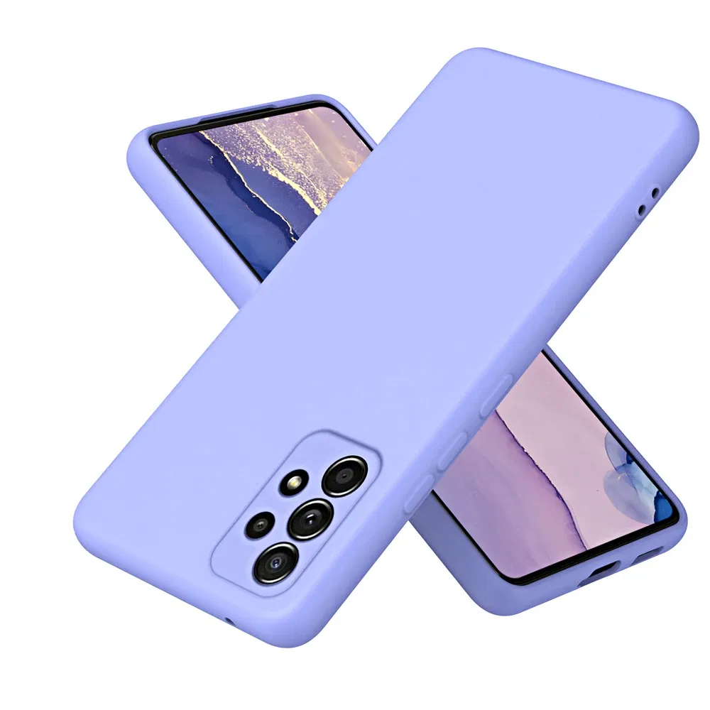 Color: Light purple, Material: PU - Solid Silicone Protect Case For Samsung Galaxy A13 A23 A33 A53 A73 A12 A22 A32 A52 A52S A72 A04 A04S A14 A24 4G A34 A54 Cover