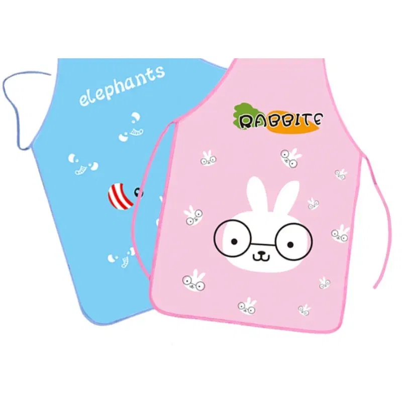 Color: Green - 70x50cm Cute Kitchen Household Adult Antifouling Apron Sleeveless Waterproof PVC Cartoon Printed Women Aprons Cleaning Accessory