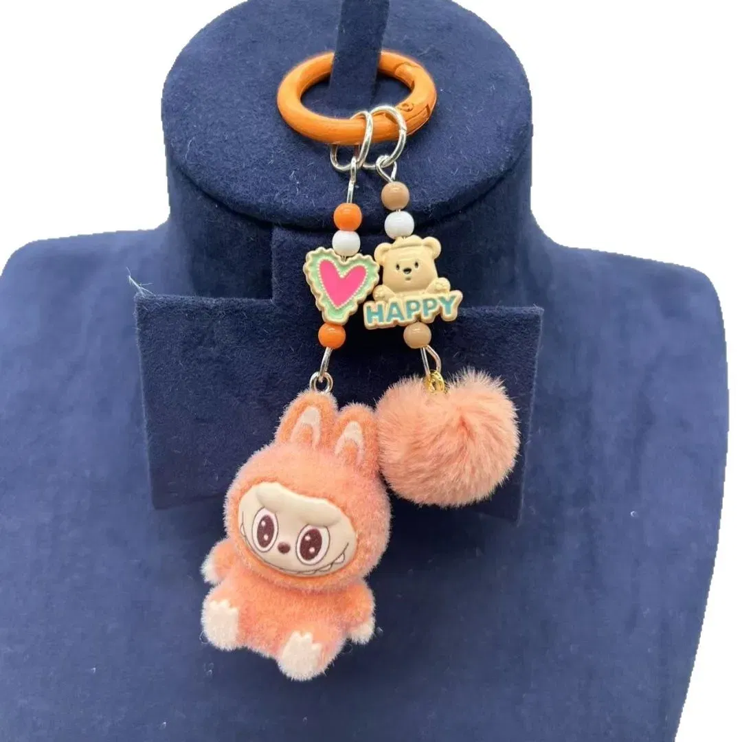 Color: Orange, Ships From: CHINA - Mini cloth keychain kawaii three-dimensional cartoon creative car phone pendant bag hanging children's day gift