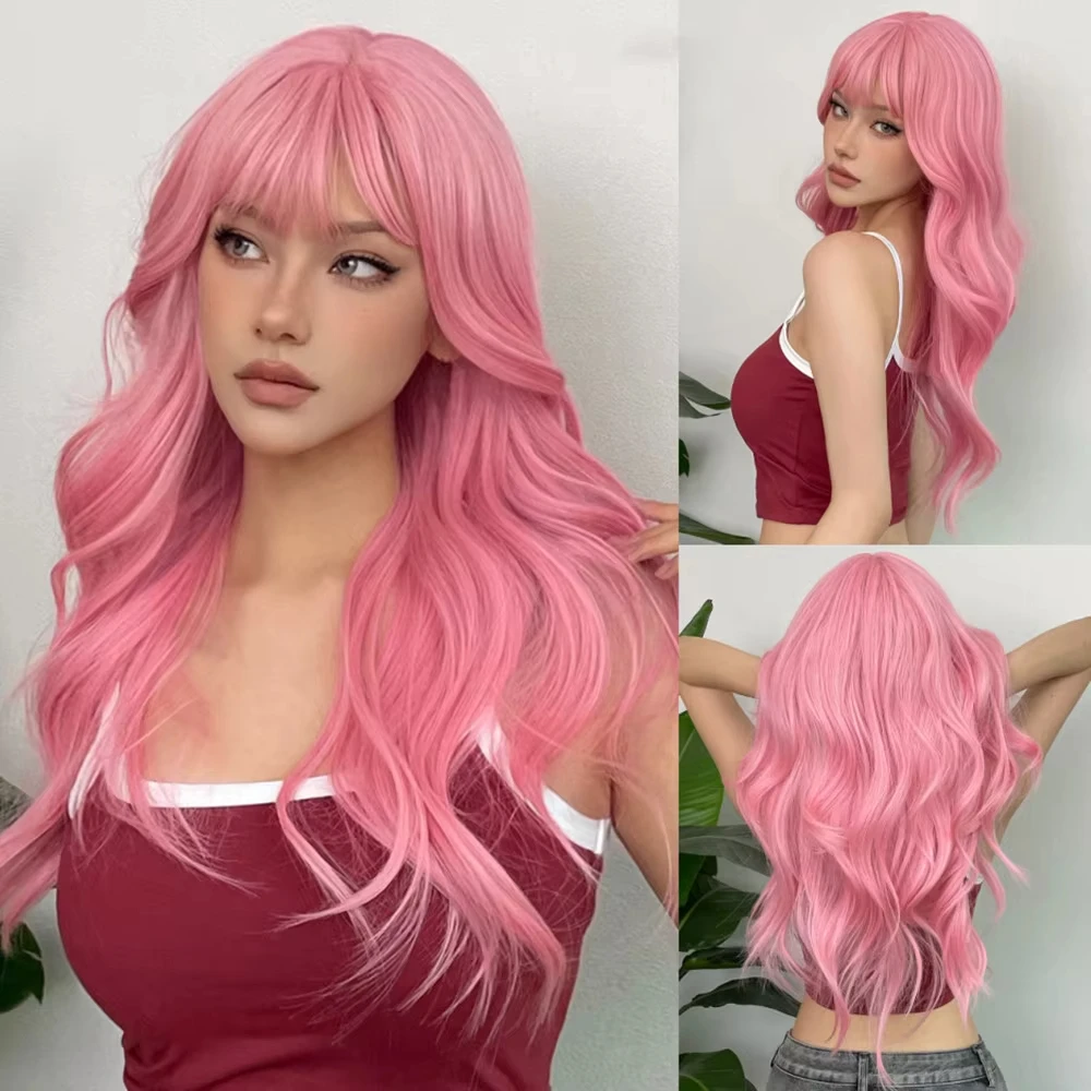 Color: P6/613 - Light golden synthetic wig with big waves for Halloween party, cosplay wig, everyday wig, high-temperature hair silk wig set