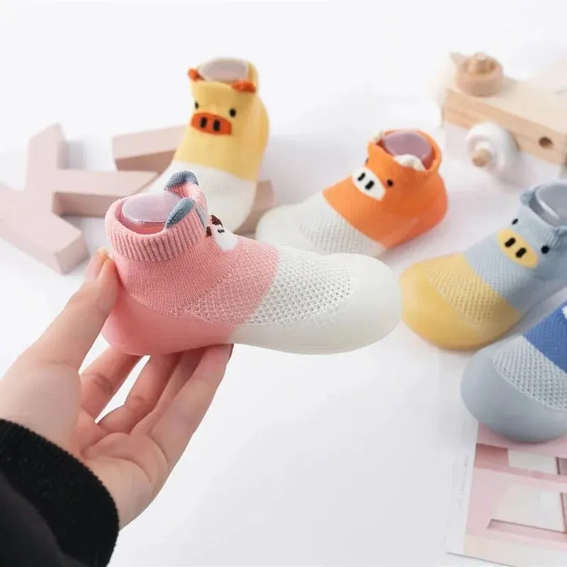 Shoe Size: 1.5, Color: Black - Cute Piggy Children's Shoes Men's and Women's Baby Soft Bottom Breathable Footwear Toddler Sandals Cotton Baby Socks Shoes