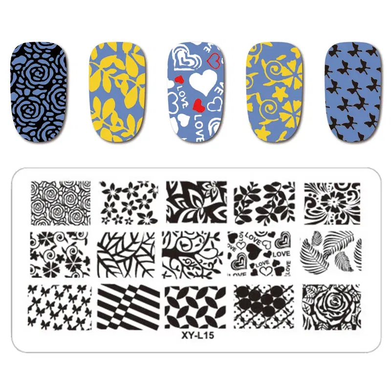 Color: Pink - Kimcci Nail Stamping Plates Flamingo Nail Template Mandala Maple Leaf Stamp Nail Art Stamp Image Template Manicure Stencil Tools
