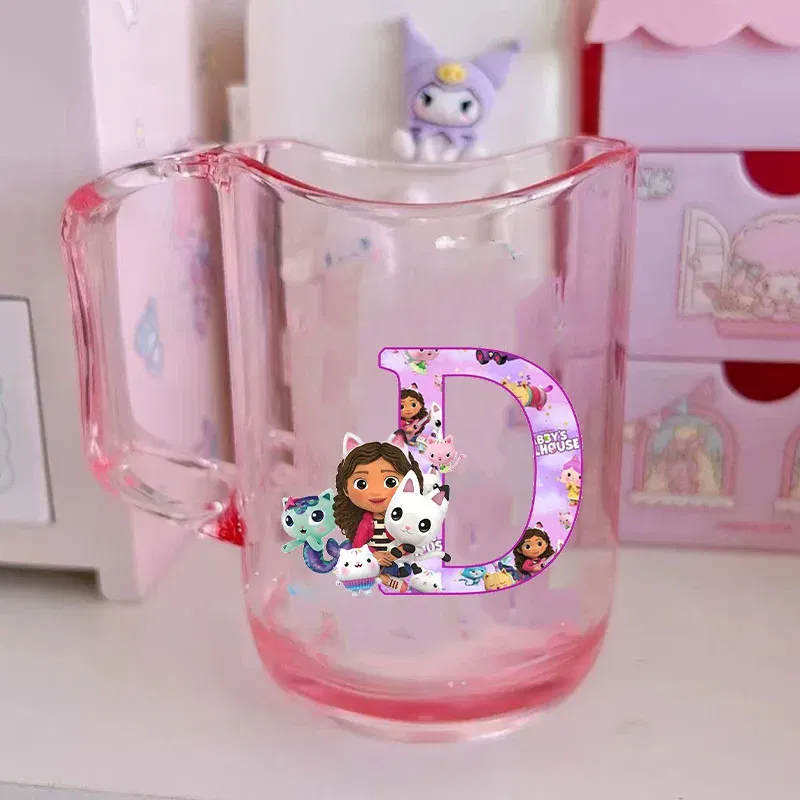 Color: Red, Size: Other - Gabby Dollhouse Letter A-Z Print Water Cup ABS Tooth Brushing Cups Anime Kawaii Cat Kids Toothglass Cups Kids Birthday Gift
