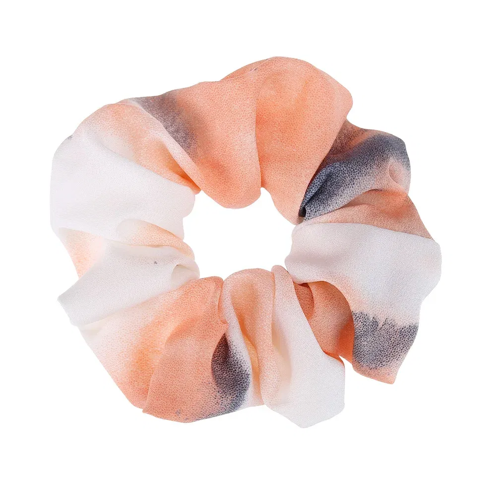 Color: Red - Korea Chiffon Scrunchies Tie-dye Hairband Girl Colorful Headband Elastic Hair Bands Women Girls Ponytail Holder Hair Accessories