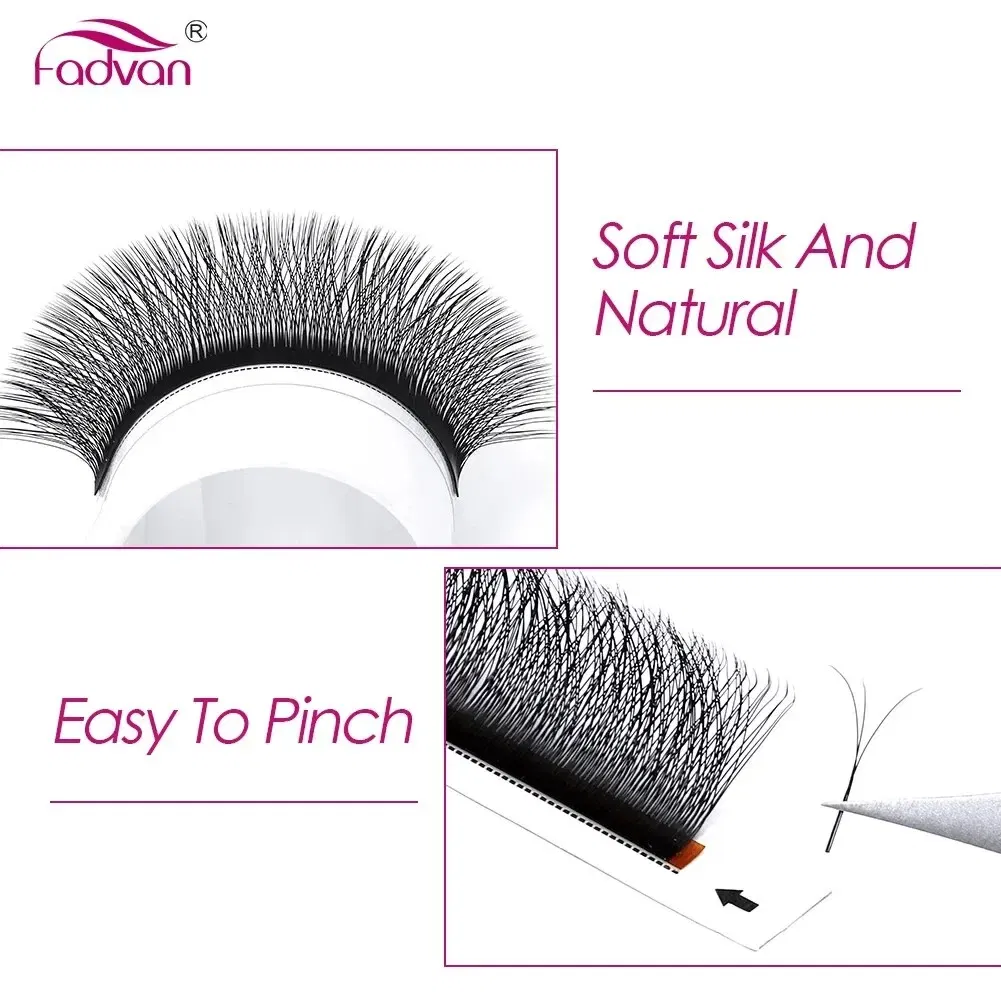 Curl: D, Length: 9mm - Fadvan 4D W In Shape Eyelash Extension Premade Volume Fans Soft Style Mink Easy To Embellish Natural False Eyelashes