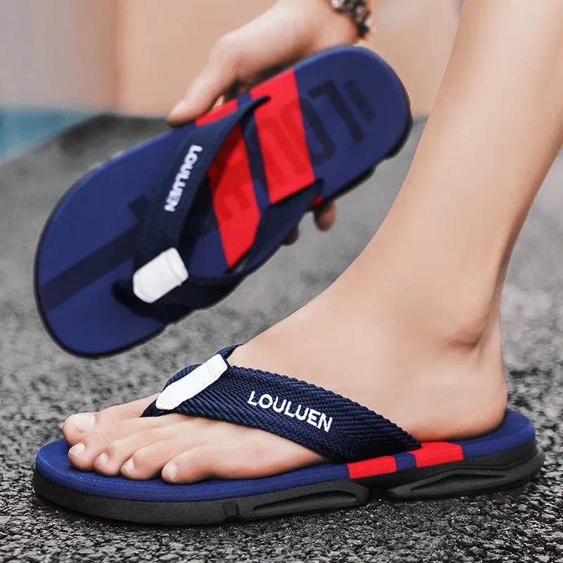 Color: black, Shoe Size: 41 - High Quality Men Flip Flops Summer Beach Slippers Men Fashion Casual Breathable Antiskid Beach Flip Flops Men Summer Outdoor