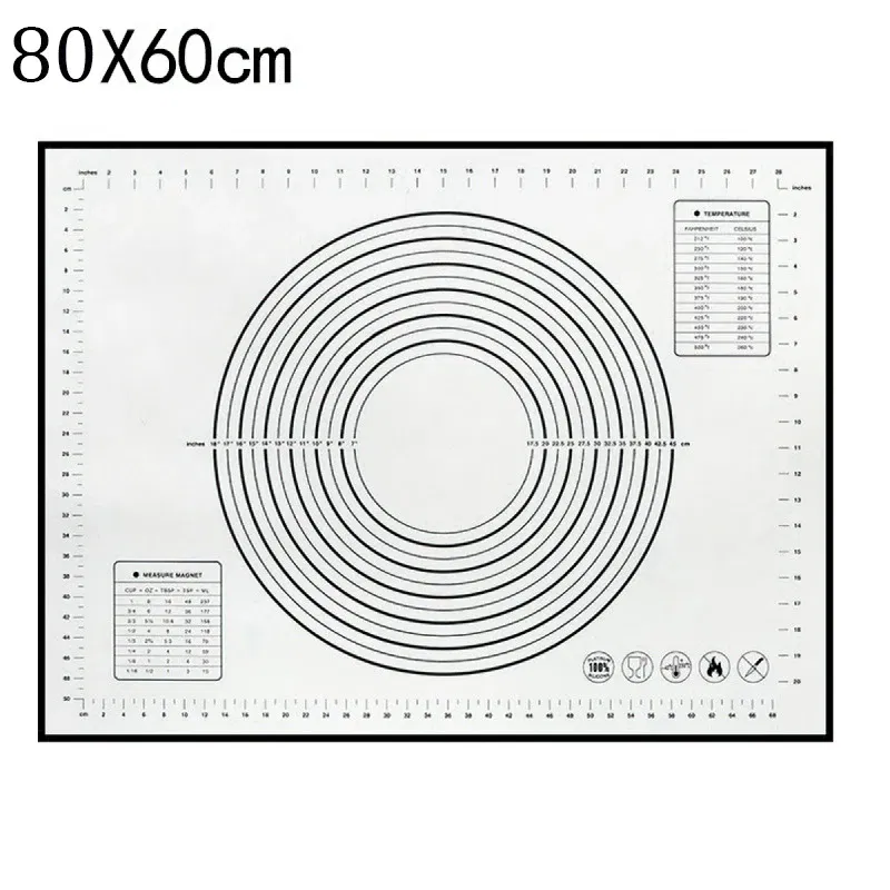 Color: Red, Size: L - Large Size Silicone Kneading Pad Non-Stick Surface Rolling Dough Mat With Scale Kitchen Cooking Pastry Sheet Oven Liner Bakeware