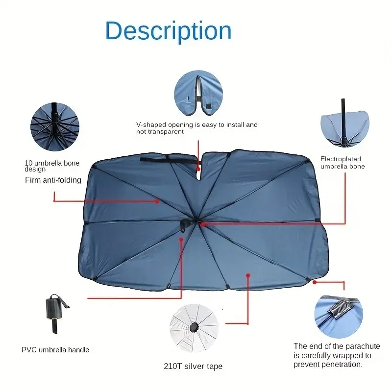Color: WHITE - Hot Selling Summer Car Sunshade Umbrella, in Car Cooling Tool, Front Windshield Sunshade, Car Sunshade